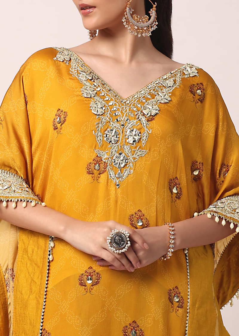 Yellow Printed Organza Kurta Set With Dupatta